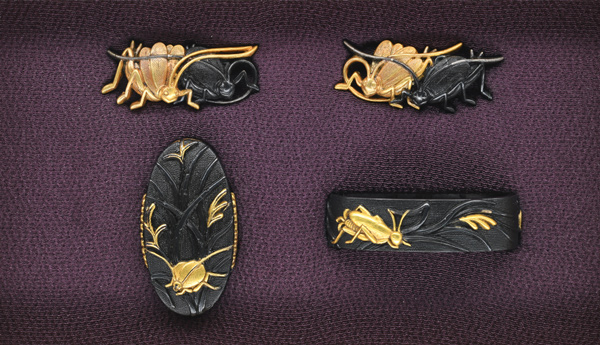 二所 無銘 京金工 秋虫図二所物 保存刀装具鑑定書の販売