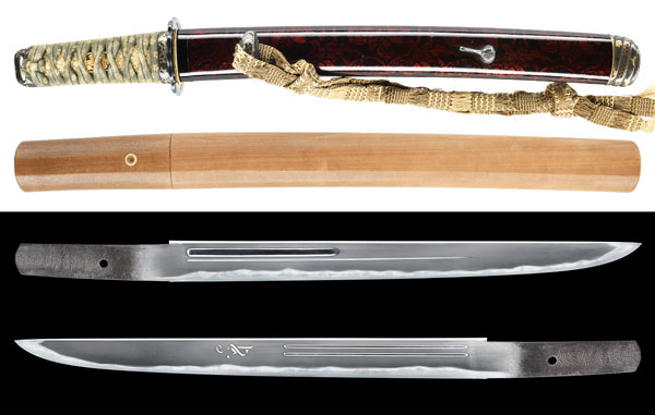 短刀 備州長船盛光 応永廿八年二月日 附 金襴着透漆塗鞘小さ刀拵 特別保存刀剣鑑定書 特別保存刀装具鑑定書 中古刀上作 大業物の販売