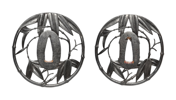 大小鍔 銘 江府住宜秀 竹透鍔 保存刀装具鑑定書の販売