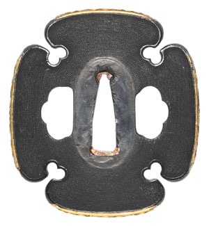 鍔 無銘 美濃 菊花唐草図鍔 特別保存刀装具鑑定書の販売