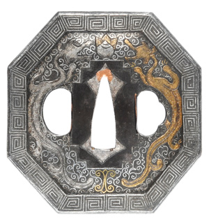 鍔 無銘 南蛮 珠追双龍唐草図鍔 特別保存刀装具鑑定書の販売